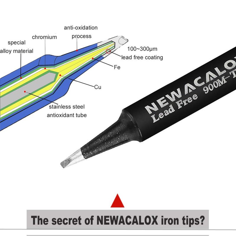 NEWACALOX رؤوس لحام 900M رؤوس لحام خالية من الرصاص 16 قطعة لـ HAKKO 936، 937، 907 Atten، Quick، Ryobi، Aoyue، Yihua، Vastar، Sywon، Tabiger، SOAIY و X-Tronic مسدس/محطة اللحام - Image 3